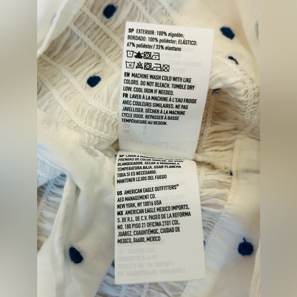 NEW American Eagle White/ Blue Polka Dot Tie-front Crop Shirt size Large NWT - Picture 12 of 13